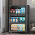 UAMFURI Stackable Storage Bins with Lids, Closet Organizers and Storage with Doors and Wheels, Extra Large Storage Cabinet for Bedroom Office Garage (Dark-55qt, 3Pack with 1 top lid)