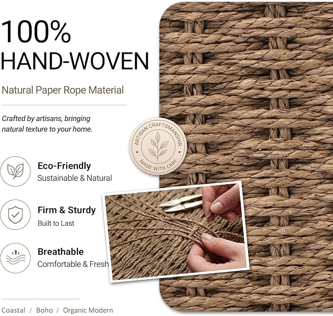 Wicker Baskets for Organizing, Pantry Baskets with Built-in Handles, Handwoven Large Storage Basket - Paper Storage Bins for Shelves, 3 Pack, Brown - 2 Set