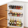 3PCS Cabinet Door Organizer,Self Adhesive Kitchen Cabinet Organizer,Over the Door Organizer Storage Box,metal Pantry Door Organizer,Storage shelf rv must haves. (Blackiron)