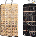 2 Pack Hanging Jewelry Organizer and Storage,Necklace Holder Anti-tangle Earrings Rings Hanger with 43 Pockets 21 Hooks,Double-Sided Jewelry Storage for Closet Door Wall
