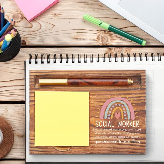 Social Worker Gift Sticky Note Holder, Social Work Appreciation Week Gifts, School Social Worker Teacher Thank You Gifts, Social Worker Graduation Gift Self-Stick Note Pad Holders TZP57