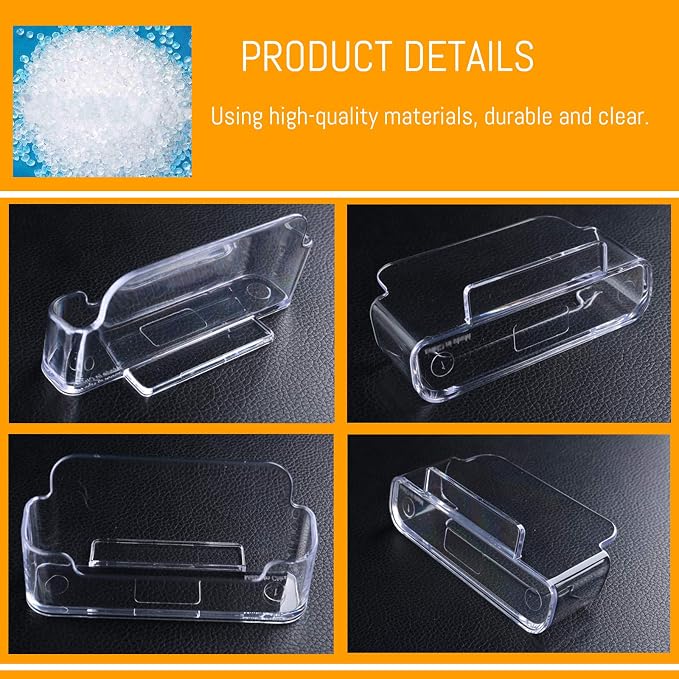 2 Pack Clear Business Card Holder for Desk, Plastic Business Card Display Desktop Acrylic Business Card Stand for Office, Exhibition Booth