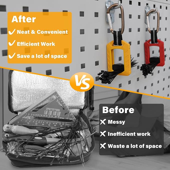 MELOTOUGH 2pcs Zip Tie Holder,Zip Tie Organizer for Zipties Arrangement, Cable Tie Holder Multi-Purpose Indoor and Outdoor Use（Yellow）
