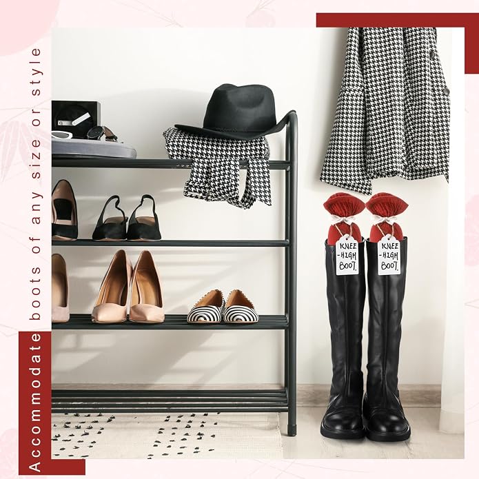 Maiteenly 2 Pairs Boot Shaper Stands with 8 Labels Cotton Tall Boot Inserts for Closet Organization