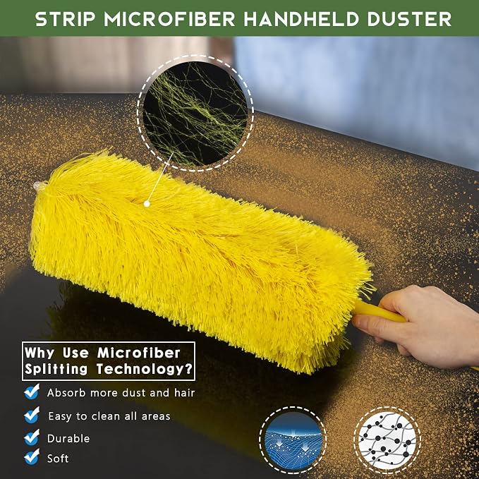 17FT Extendable Duster with 2-9 ft Extension Pole for High Ceilings, Newliton Cobweb Duster for Ceiling Fans Hard-to-Reach Areas, Long Handle Microfiber Dusting Tool for Home Cleaning