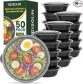 30oz Round 50-Pack Meal Prep Containers Reusable with Lids, To Go Take Out Plastic Food Storage Containers with Lids, Sturdy Leakproof & Food Safe, Microwave Freezer Dishwasher Safe Prep Containers