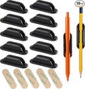 Tiizze 10 Pack Adhesive Pencil Holder for Desk, Silicone Pen Holder for Wall, Clipboard & Laptop with 15 Upgraded Sticky Pads, Rugged Grip Pencil Holders for Classroom Teacher Essentials (Black)