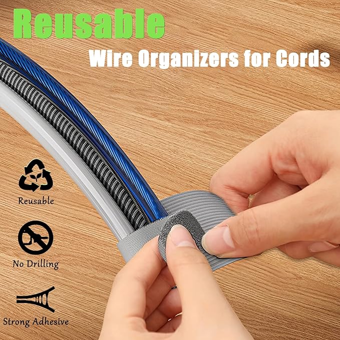 80PCS Hook and Loop Cable Straps, Cable Management Under Desk, Adhesive Cable Tie, Reusable Wire Organizer for Cords, Cord Management, Computer Accessories for Desk, Home Office Essentials, Black+Gray