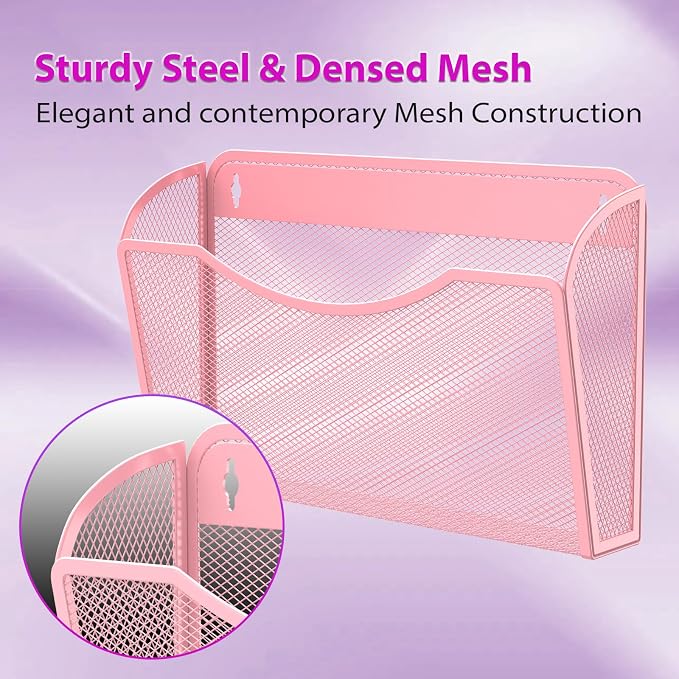 MINDEPOT Wall File Organizer - Heavy Duty Iron Office File Holder for Wall Mount - Hanging Document Organizer for Business, Classroom, Home Office