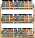 3 Tier Bamboo Spice Rack, Spices Storage Shelf with Handles, Seasoning Jars Organizer for Kitchen Counter or Wall Mounting