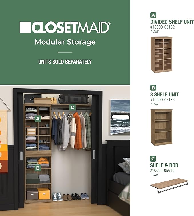 ClosetMaid Modular Storage Stackable 12-Shelf Unit with Dividers, Sand