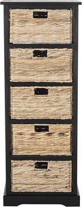 SAFAVIEH Home Collection Vedette Distressed Black 5-Drawer Wicker Basket Storage Tower (Fully Assembled)