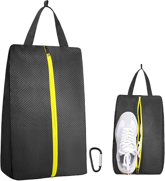 TOBWOLF Smell Proof Golf Shoe Bag, Cleat Bag Fits Up to Size 14 | Waterproof Durable Nylon, Reinforced Carry Handle & Smooth Zipper Closure, Large Capacity for Golf, Soccer, Gym and Travel