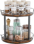 10'' Rotating Spice Rack, 2-Tier Lazy Susan Turntable Organizer | Wooden, for Cabinet, Table Top, Kitchen Countertop, Pantry, Bathroom, Vanity, Home Decor