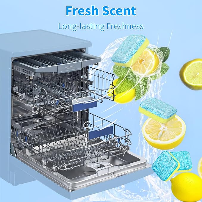 Dishwasher Cleaner Tablets - 24 Pack Powerful Descaling and Refreshing Pods, Deep Cleaning for Dish Washer Machine, Heavy Duty for Sparkling Clean - Yearly Supply.
