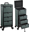 Yueieoun Nail Trolley Cart with 3 Drawers, Salon Station Cosmetology Case on Wheels Rolling Makeup Train Case Nail Case Organizer Beauty Salon Travel Case for Nailart,SPA,Hairstylist,Artist,Dark Green