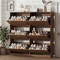 Xixini Shoe Storage Cabinet for Entryway with 6 Flip Drawers, Sturdy Wood Hidden Shoe Storage, Freestanding Narrow Slim Shoe Organizer for Front Door Entrance, Living Room, Hallway, Bedroom, Walnut