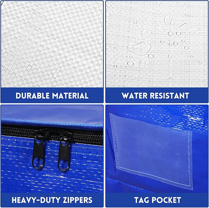 Abbylike 16 Pcs Extra Large Moving Bags with Handles and Zippers Heavy Duty Packing Bags for College Moving Foldable Space Saving Fold Flat Waterproof Packing Bags for Storage Traveling