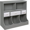Badger Basket Combo Toy Storage Organizer and Bookshelf - Kids Storage Unit with 3 Removable Baskets, Open Shelves, Top Display Surface - Gray