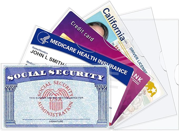 LIEMAND 6 Pack Social Security Card Protector Sleeves, Ultra Clear & Durable 31Mil Waterproof SSN/New Medicare/Credit Card Holder, Soft ID/Debit/Credit/Index Card Storage Sleeves