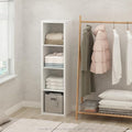 Furinno Cubic Extra Thick 4-Cube Closet Organizers and Storage, White | 14.6 x 16 x 58 in, Vertical Open Shelf Closet Storage, Closet Organizer, for Wardrobe, Bedroom, Living Room