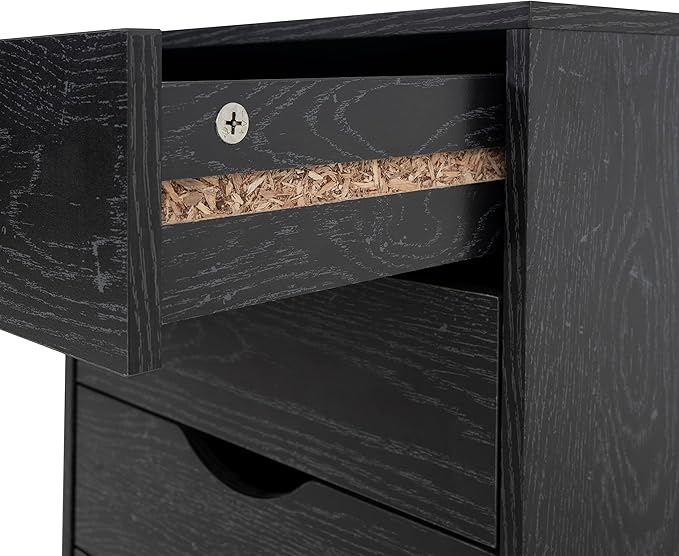 Naomi Home 5 Drawer Office Storage File Cabinet Under Desk Cabinets for Organization Filing with Wheels, Printer Stand Storage, 180 lbs Capacity, Distressed Black