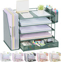 gianotter 5-Tier Desk Organizer with Drawers, File Holders, Letter Trays and Pen Holders - Workspace Accessories for Office Supplies (Green)
