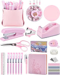Pink Desk Accessories, Pencil case, Stapler, Pen and a Lot of Office Pink Office Supplies Beautifully Presented in a Gift Box