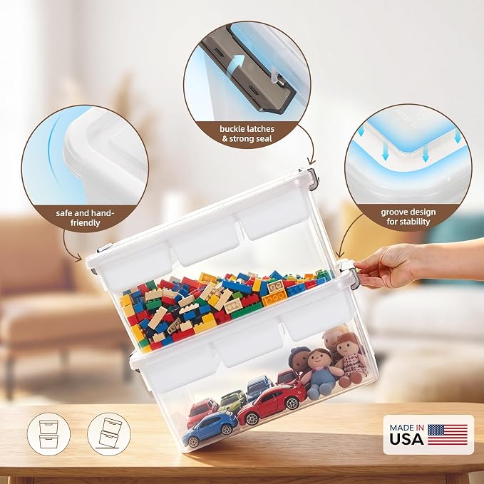 Citylife 17 QT Plastic Storage Box with Removable Tray Craft Organizers and Storage Clear Storage Container for Organizing Bead, Tool, Sewing, Playdoh, Coloring Books, Markers