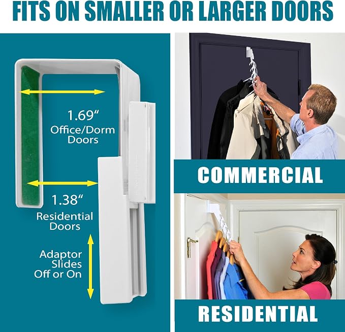Wonder Hanger 2-Pack Over-the-Door Cascading Hanger Hooks, White | Create extra hanging space over any door with 2 cascading organizer hooks—ideal for clothes, closets, bedrooms and dorms.
