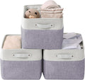 DECOMOMO Storage Bins, Large Fabric Storage Baskets for Shelves, Decorative Linen Closet Organizer, 15 x 11 x 9.5 inches (Purple & White, 3 Pack)