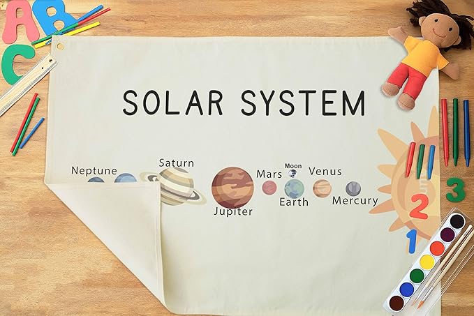 Classroom Wall Banner Decor-Teacher Gift-Inspirational Back to School Wall Art Flag Decor-Solar System-Hanging Canvas Banner for Classroom Reading Corner Homeschool Teacher Office Reading Corner
