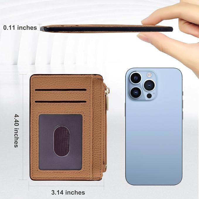 Tipmile Womens Credit Card Holder Wallet, Small Slim RFID Blocking Sleeve | Mini Tiny Cute ID Case, Minimalist Zipper Pocket Wallet, Thin Coin Purse, Mothers Gift