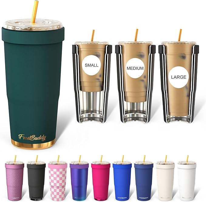 Frost Buddy Togo Buddy 30oz Tumbler - Stainless Steel (Emerald Elegance) | Double-wall vacuum insulated | Spill-proof flip lid | Great for hot or iced drinks | Cup-holder friendly