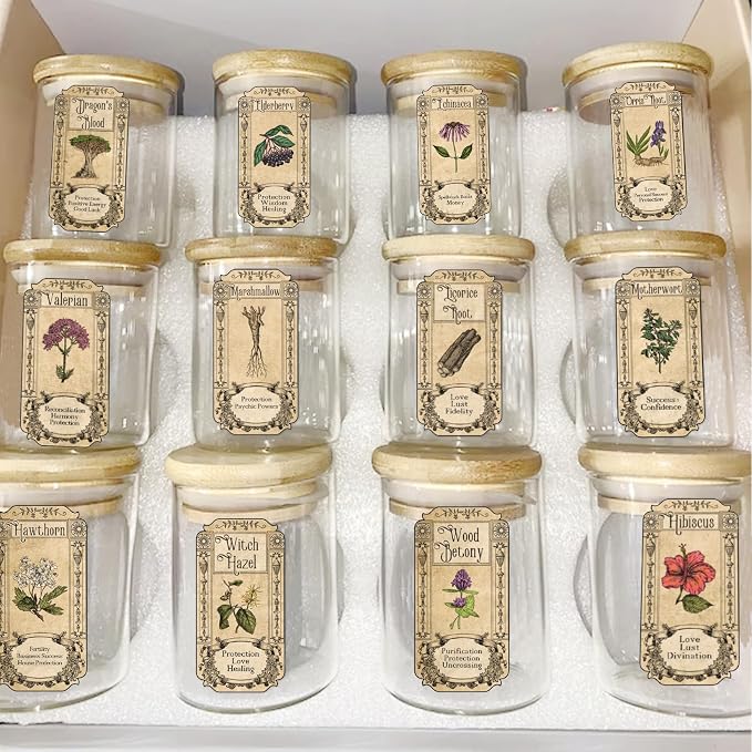 68Pcs Herb Stickers Lables for Jars Vintage Spice Apothecary Herb Spice Labels Stickers Spices Sticker Label for Bottles Tags Jars(herb72)