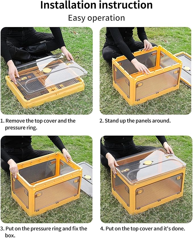 3-Pack Stackable Storage Bins, 50-Liter Collapsible Organizers with 3 Lids, Wheels, Foldable Collapsible Box for Outdoor Camping, Mixed Color