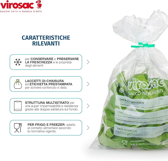 Virosac Food Storage and Freezing Bags - 45 Pieces