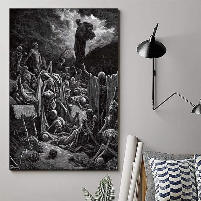 Gustave Dore The Vision Of The Valley Of Dry Bones Prints Wall Art Paintings Poster Wall Art Gifts Bedroom Prints Home Decor Hanging Picture Canvas Paintings 08x12inch(20x30cm)