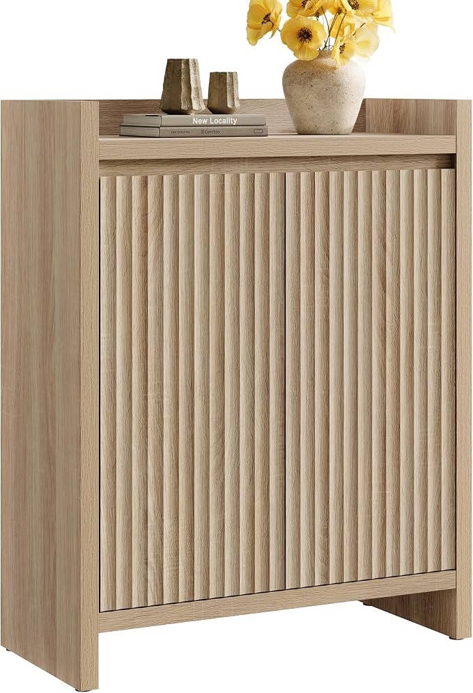 SICOTAS Fluted Shoe Storage Cabinet for Entryway with Adjustable Shelves | 6-Tier Shoe Rack 24-Pair Shoes Organizer
