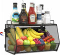 1 SET Magnetic Shelf for Fridge with Lid, Fruit Potato and Onion Storage Bins, Pantry Organizers and Storage, Large Container Magnetic Spice Rack for Refrigerator, Kitchen Counter & Cabinet