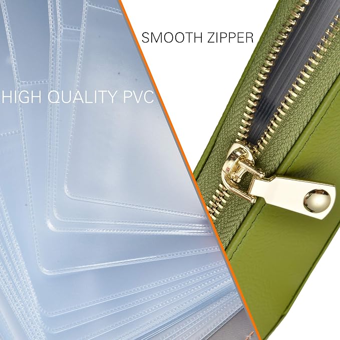 Easyoulife Credit Card Holder Wallet Womens Zipper Leather Case Purse RFID Blocking