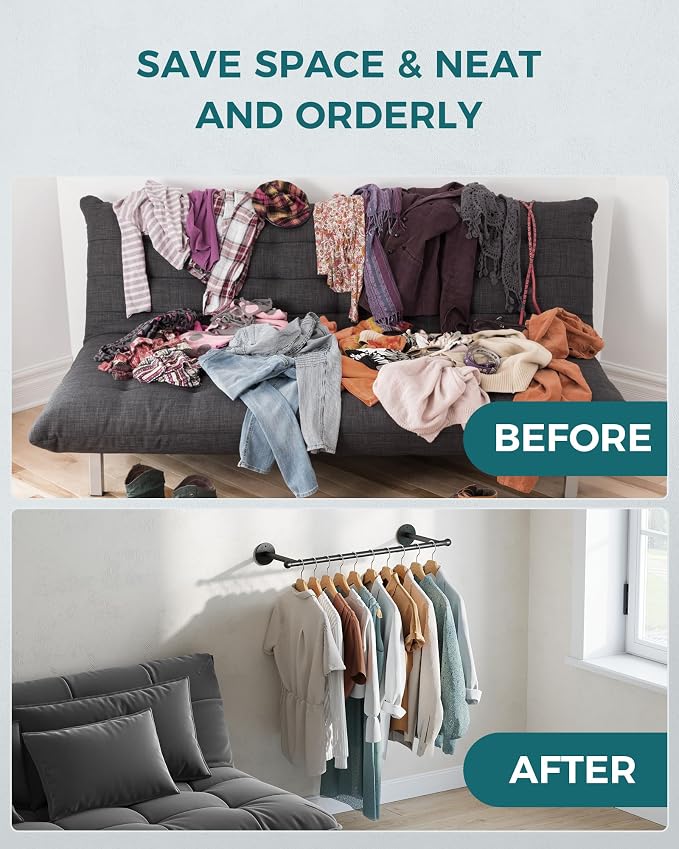 OROPY 33" Industrial Pipe Clothing Rack, Wall Mounted Clothes Rack | Closet Rods for Hanging Clothes, Multi-purpose Hanging Rod for Laundry Room, Bedroom and Closet Storage