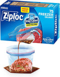 Ziploc Quart Food Storage Freezer Bags, New Stay Open Design with Stand-Up Bottom, Easy to Fill, 75 Count