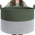 INDRESSME INDRSSME Large Laundry Storage Basket, 21.7 x13. 8 - Decorative Rope Blanket Basket for Organizing Bedroom, Living Room, Nursery, Toy Storage for Colthes Towel, Empty Gift Baskets -Green