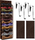 PAULONE 12 Pocket Over the Door Shoe Organizer,Reusable Breathable Large Mesh Bag Men's & Women's Sneaker Organizer,Shoe Organizer for Kids,Hanging Shoe Storage Hanging Bag (Coffee brown)