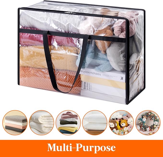 Lifewit 20 Pack Clear Clothes Storage Bags, 60L Plastic Blanket Storage Bag, Vinyl Foldable Moving Bags with Zipper, Closet Organizers and Storage Containers for Bedding, Duvet, Comforter