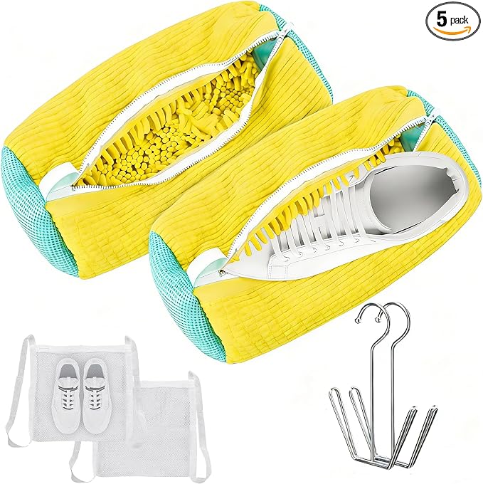 2PCS Shoes Washing Machine Bag Kit,Reusable Washing Shoes Bag,Include 1PC Shoes Dryer Bag and 2 Drying Racks,Laundry Shoes Bag with Durable Zipper for Sneakers and Canvas Shoes