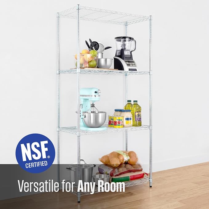 SafeRacks NSF 4-Tier Heavy Duty Steel Wire Shelves (18"x36"x72")
