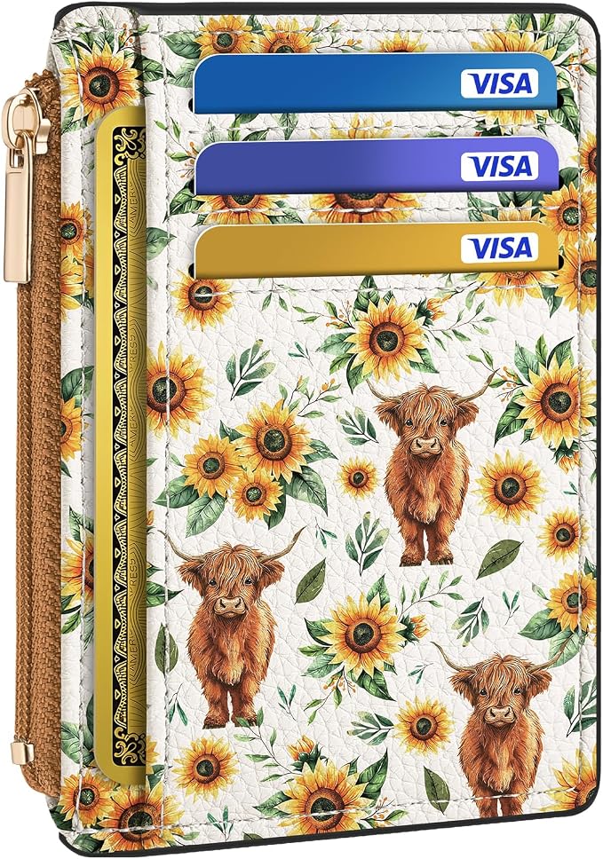 Tipmile Womens Credit Card Holder Wallet, Small Slim RFID Blocking Sleeve | Mini Tiny Cute ID Case, Minimalist Zipper Pocket Wallet, Thin Coin Purse, Mothers Gift