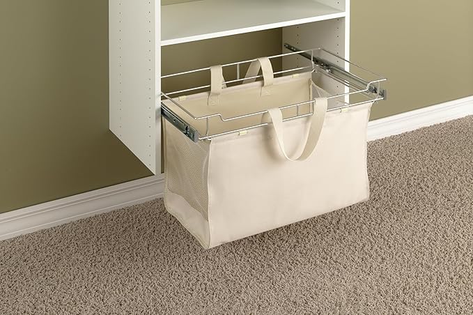 Easy Track 9200-CH Sliding Canvas Hamper, 15-Inch Deep, Closet Storage, Off White